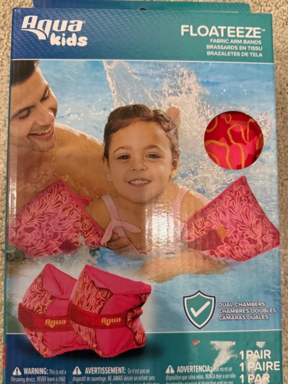 Floateeze Pink Kids Swim Arm Bands NWT